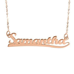 Personalised 9ct Rose Gold Underlined Name Necklace