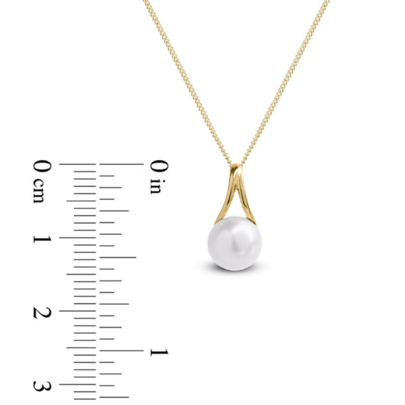 9ct Yellow Gold Freshwater Pearl Twisted Pendant Necklace