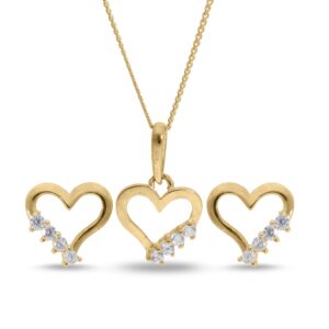 9ct Gold Heart Shaped Set