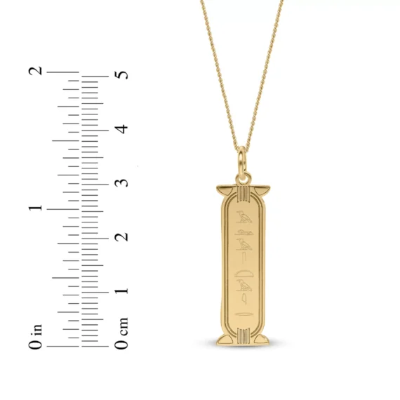 Personalised 925 Yellow Gold Egyptian Cartouche Hieroglyph Name Necklace