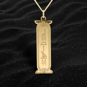 Personalised 925 Yellow Gold Egyptian Cartouche Hieroglyph Name Necklace