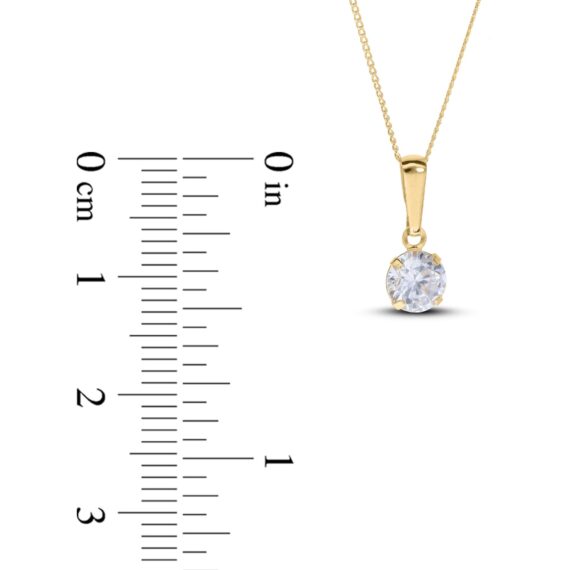 9ct Gold Round 5mm Cubic Zirconia Fine Pendant and Earring Jewellery Set