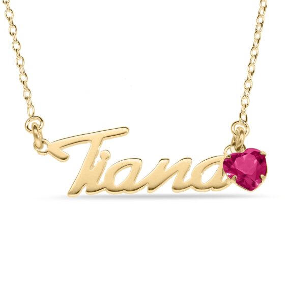 Personalised 9ct Yellow Gold Birthstone Name Necklace
