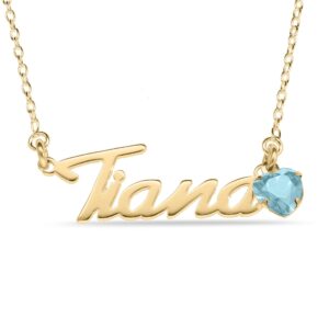 Personalised 9ct Yellow Gold Birthstone Name Necklace