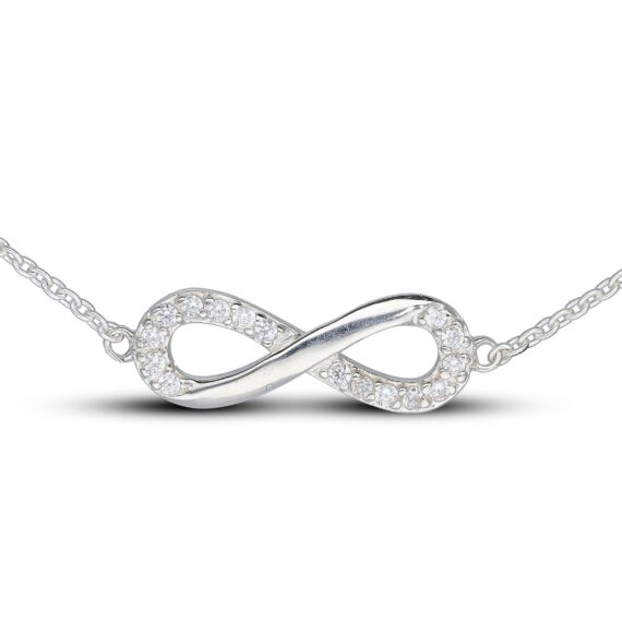 Personalised Sterling Silver CZ Infinity Necklace and Bracelet Set