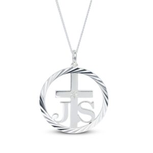 Personalised Silver Confirmation Diamond Cross Pendant