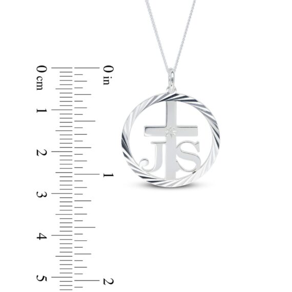 Personalised Silver Confirmation Diamond Cross Pendant