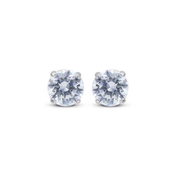 9ct White Gold Round 4mm CZ Stud Earrings
