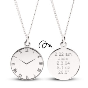 Sterling Silver Roman Numeral Clock Pendant