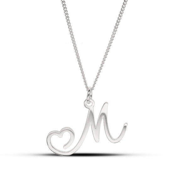 Personalised Sterling Silver Initial Heart Necklace