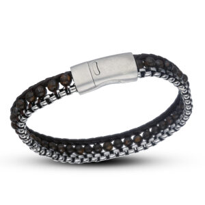 Stainless Steel Leather Gents Bracelet