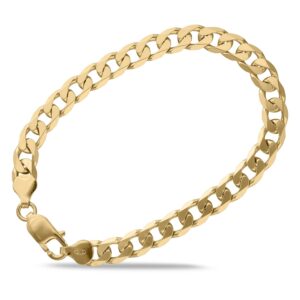 Yellow Gold 925 Silver Cuban Curb Gent's Bracelet