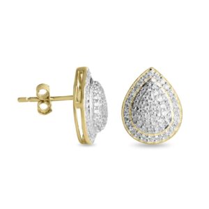 Gold Plated Pear Shaped CZ Stud Earrings