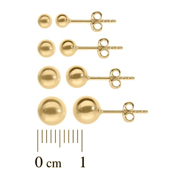9ct Yellow Gold Ball Stud Earrings 3 - 8mm