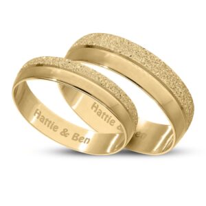 Personalised 9ct Yellow Gold Moon Dust Wedding Ring Set