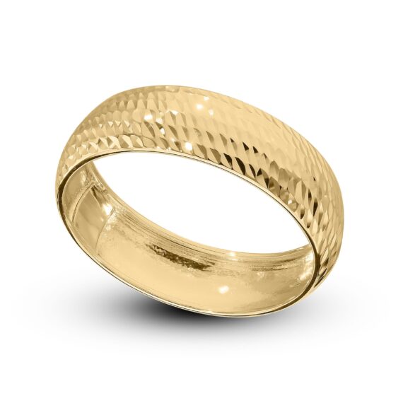 Unisex 9ct Yellow Gold 5mm Diamond Cut Wedding Ring