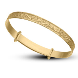 9ct Gold Leaf Embossed Baby Bangle (0-1yrs)