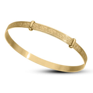 9ct Gold Baby Bangle with Teddy Bear Pattern (0-6 months)