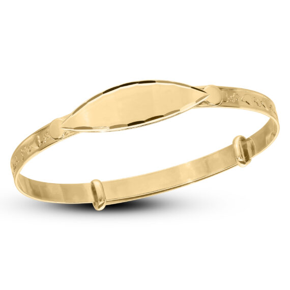 Personalised 9ct Gold Diamond Cut Baby Bangle (0-1yrs)