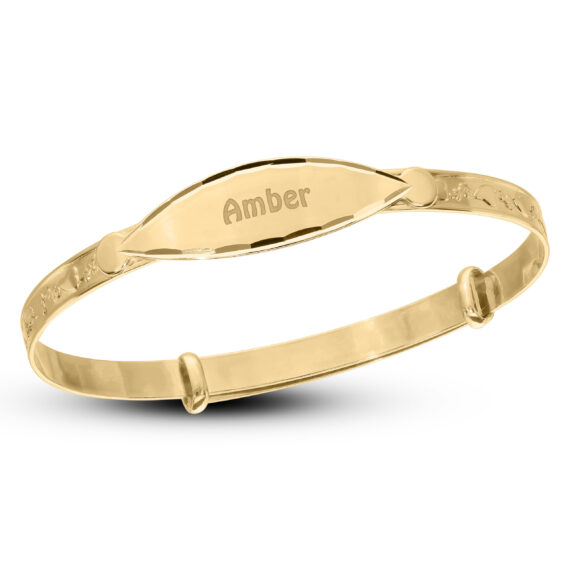 Personalised 9ct Gold Diamond Cut Baby Bangle (0-1yrs)