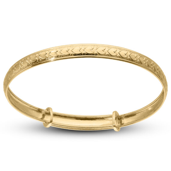 9ct Gold Heart Pattern Christening Bangle (1-3 yrs)