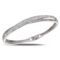White Gold Plated Twist Crossover Crystal Bangle