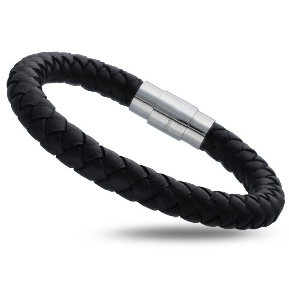 Personalised Black Leather Gent's Bracelet