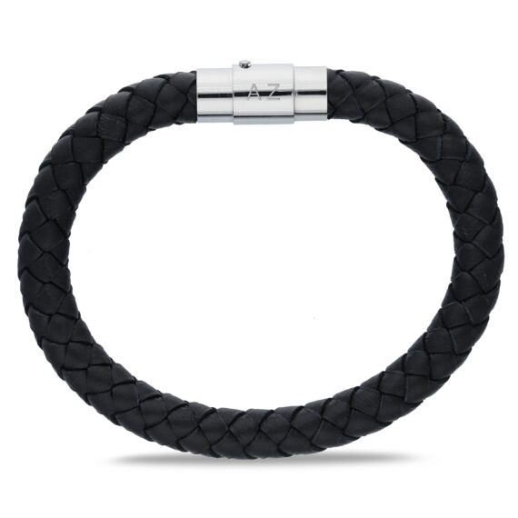 Personalised Black Leather Gent's Bracelet