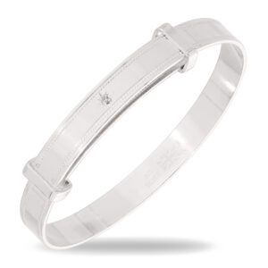 Sterling Silver Diamond Unisex Baby Bangle (0-3yrs)