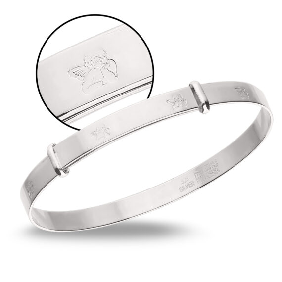 Sterling Silver 'Always Watching Over You' Baby Bangle (1-3yrs)