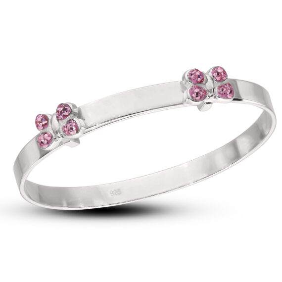 Sterling Silver Girlish Butterfly Baby Bangle (0-1yrs)