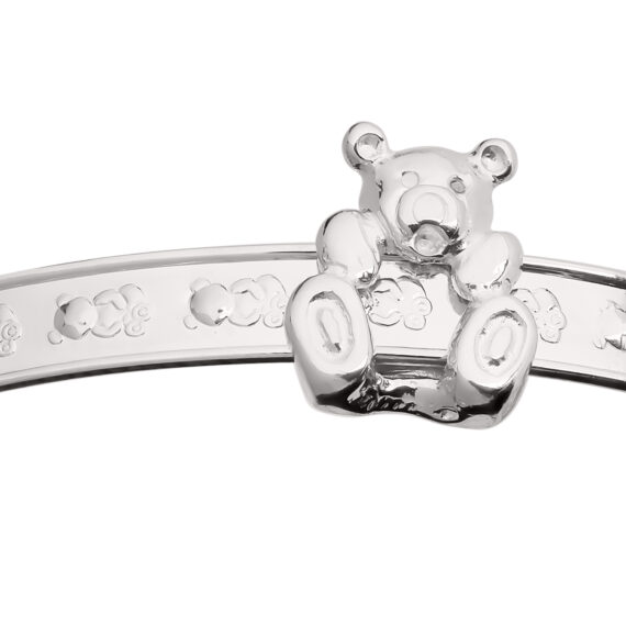 Sterling Silver Unisex Baby Bangle with sliding Teddy (0-1yrs)