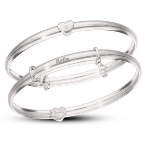 Personalised Sterling Silver Toddler Diamond Heart Baby Bangle (3-5yrs)