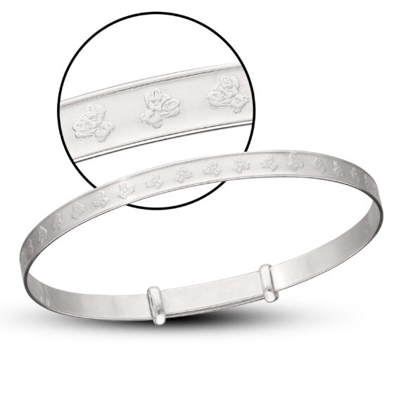 925 Sterling Silver Baby Bangle with Teddy (0-1yrs)