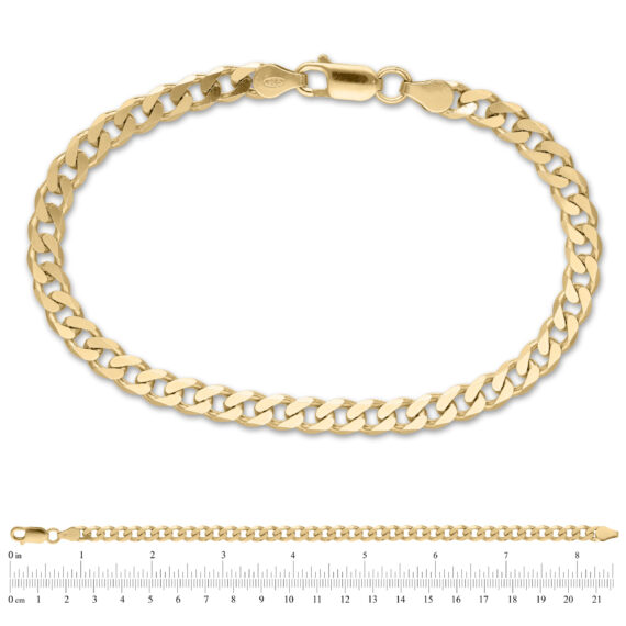 Yellow Gold 925 Silver Cuban Curb Gent's Bracelet