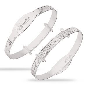 Personalised Sterling Silver Celtic Baby Bangle (0-1yrs)