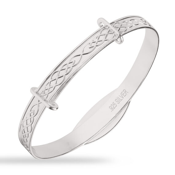 Personalised Sterling Silver CZ Baby Boy Bangle (0-1yrs)