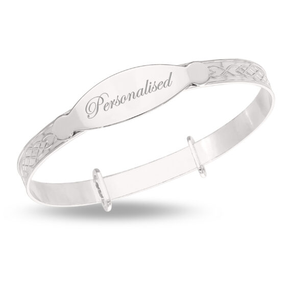 Personalised Sterling Silver Celtic Baby Bangle (0-1yrs)