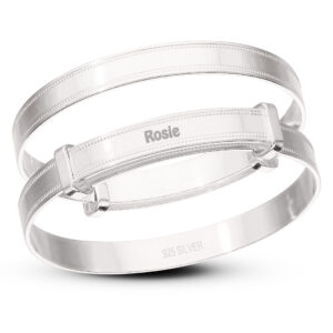 Personalised 925 Silver Dot Pattern Baby Bangle (0-3 yrs)