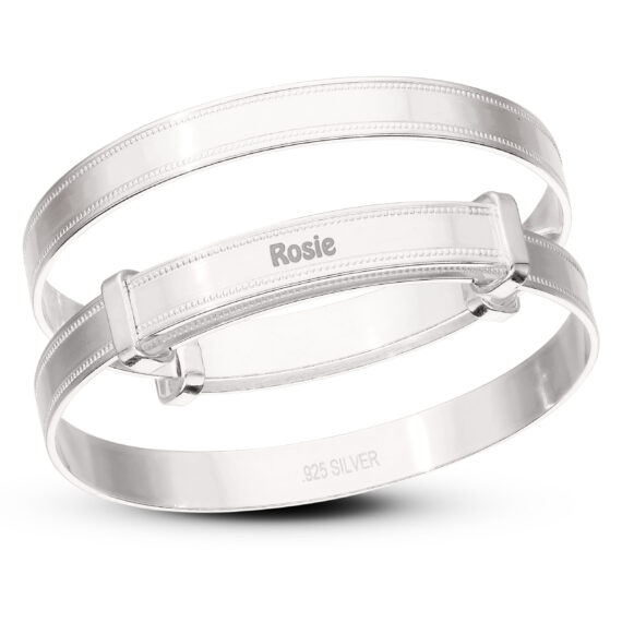 Personalised 925 Silver Dot Pattern Baby Bangle (0-3 yrs)