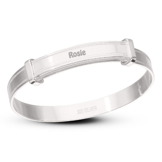 Personalised 925 Silver Dot Pattern Baby Bangle (0-3 yrs)