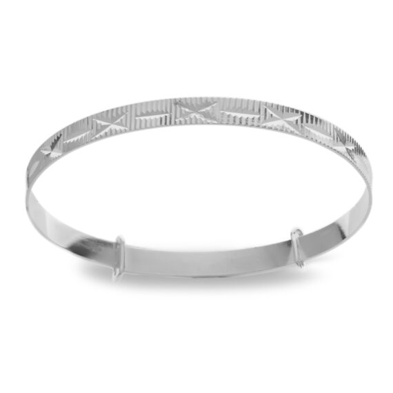 Personalised Silver Diamond Cut Expanding Baby Bangle (3-5 yrs)