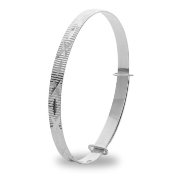 Personalised Silver Diamond Cut Expanding Baby Bangle (3-5 yrs)