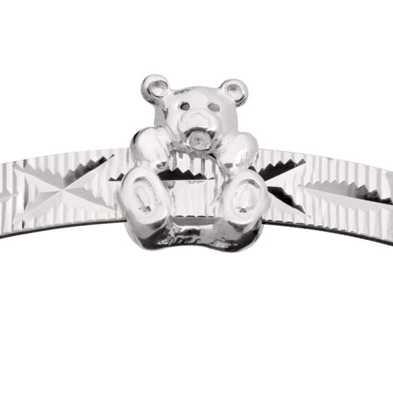 Personalised Unisex Sterling Silver Sliding Teddy Baby Bangle (1-3yrs)