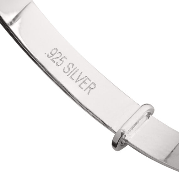 Personalised Unisex Sterling Silver Sliding Teddy Baby Bangle (1-3yrs)