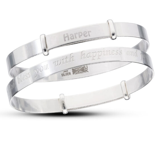 Personalised Sterling Silver Baby Boy or Girl Bangle (0-1yrs)