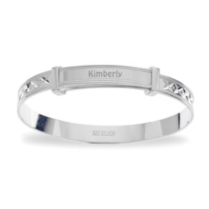 Personalised Sterling Silver Unisex Diamond Cut Baby Bangle (0-3yrs)