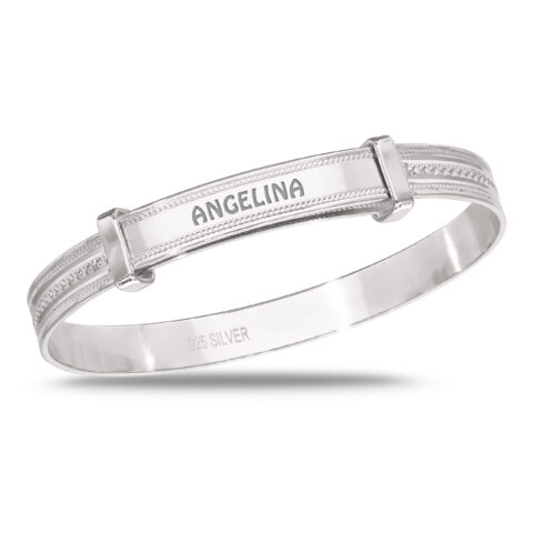 Personalised Unisex Sterling Silver Baby Bangle (0-3yrs)