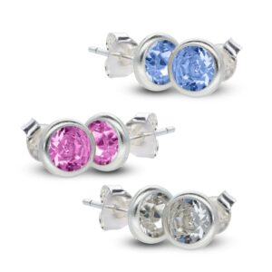 Sterling Silver Crystal Stud Earrings