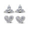 Sterling Silver Cubic Triangle And Heart Stud Earrings